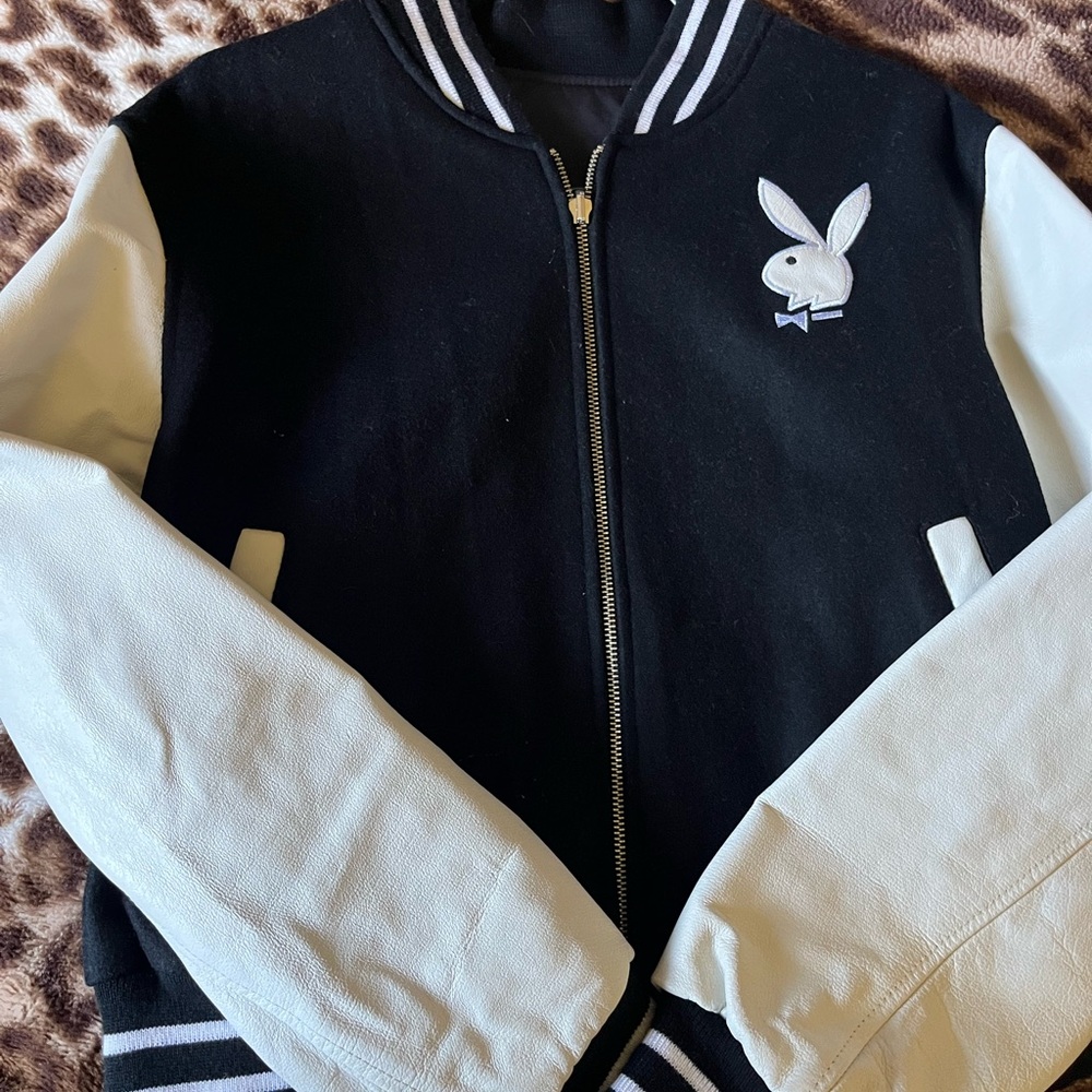 Black and White playboy bunny Varsity Jacket